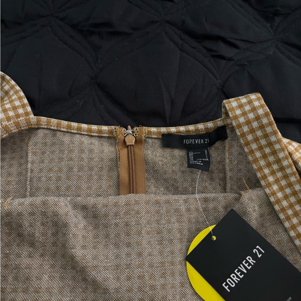 Stylish Tan Checkered Dress - Picture 7 of 7